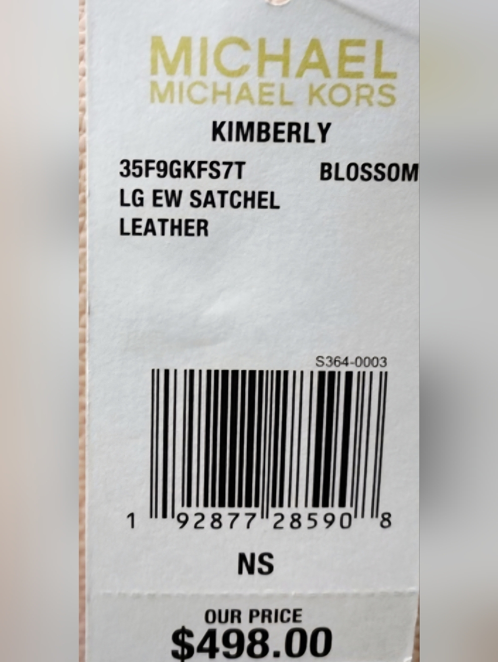 Michael Kors Large Kimberly Pebbled Leather Satchel Blossom Gold Hardware NWOT - Picture 10 of 10